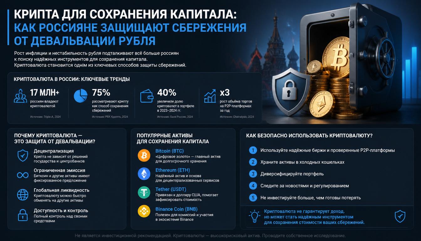 Крипта для сохранения капитала: как россияне защищают сбережения от девальвации рубля